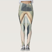 Aarde toon art deco geometrisch patroon leggings (Voorkant)