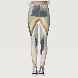 Aarde toon art deco geometrisch patroon leggings