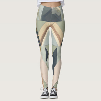 Aarde toon art deco geometrisch patroon leggings