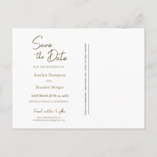 Aarde toon bruin Monogram krans Foto bruiloft Briefkaart (Achterkant)