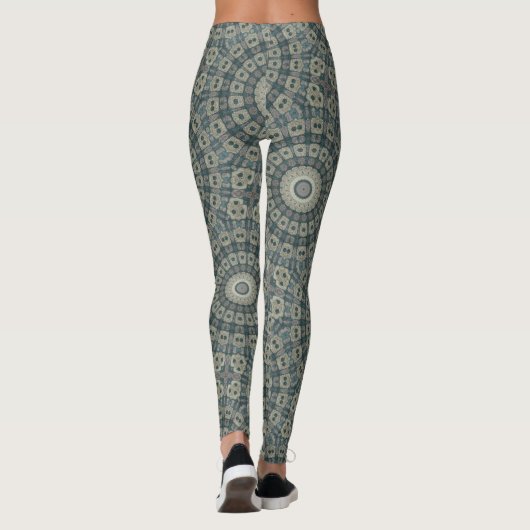Aarde Toon Mandala met Tribal Geometrische Patrone Leggings (Achterkant)