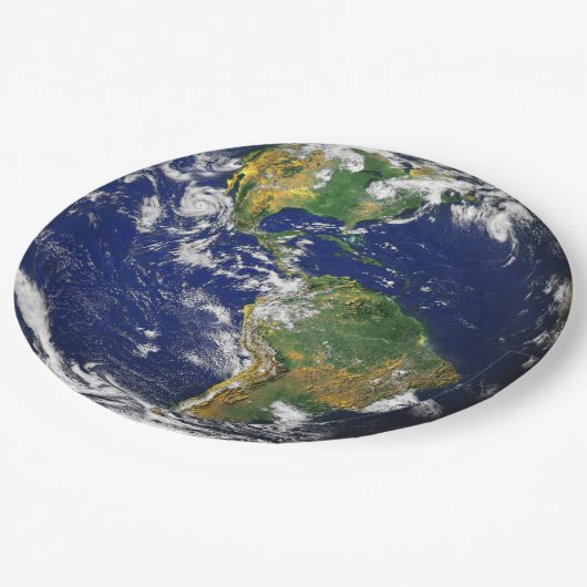 Aarde uit de ruimte (Amerika) verwijderbare papier Papieren Bordje (Gekanteld)