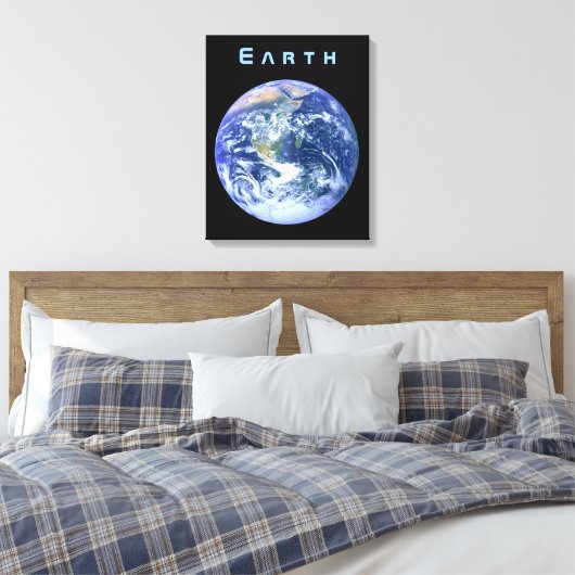 Aarde uit de ruimte canvas afdruk (Insitu (Slaapkamer))