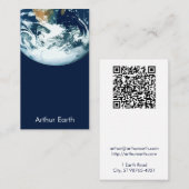 Aarde uit de ruimte met QR-code Visitekaartje (Voorkant / Achterkant)