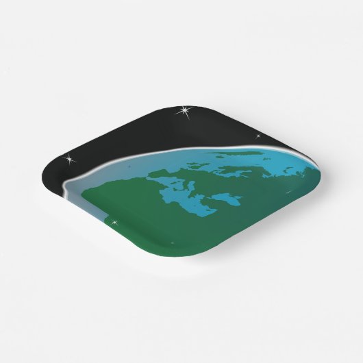 Aarde uit de ruimte papieren bordje (Gebogen)