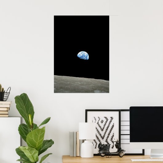 aarde uit het ruimte universum van de maan poster (Thuiskantoor)