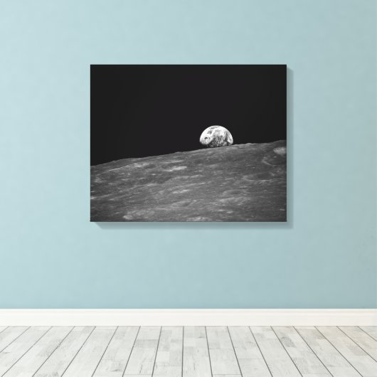 Aarde van Apollo 8 Moon Mission Canvas Afdruk (Insitu (Houten vloer))