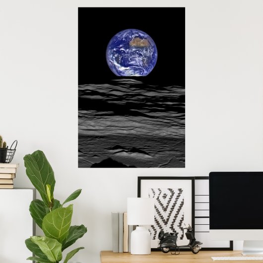 Aarde van de kant van de maan poster (Thuiskantoor)
