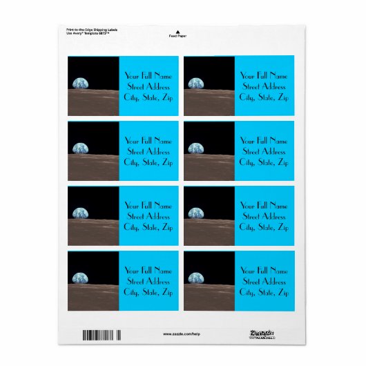 Aarde van de maan etiket (Full Sheet)