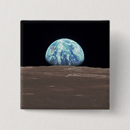 Aarde van de maan vierkante button 5,1 cm