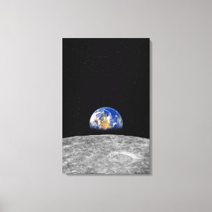 Aarde van de planeet over Moon Canvas Afdruk