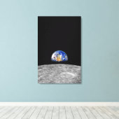 Aarde van de planeet over Moon Canvas Afdruk (Insitu (Houten vloer))