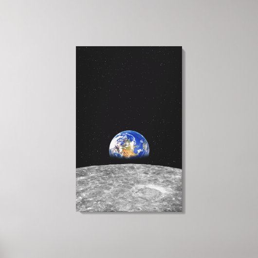 Aarde van de planeet over Moon Canvas Afdruk (Voorkant)