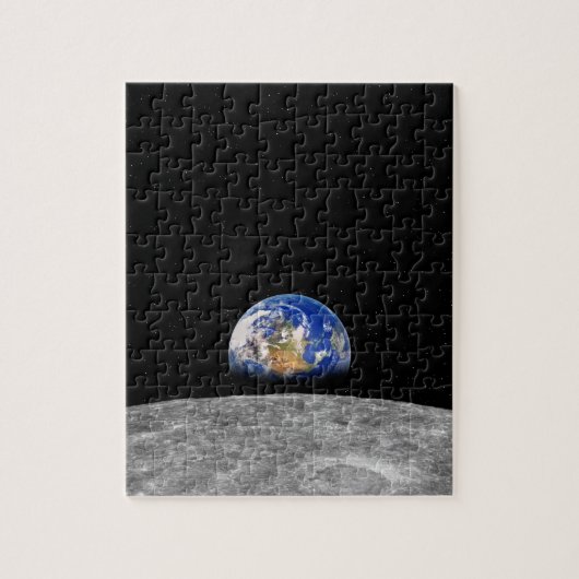 Aarde van de planeet over Moon Legpuzzel (Verticaal)