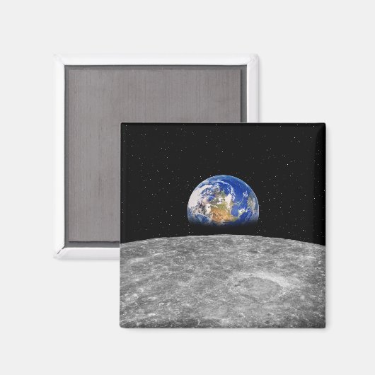 Aarde van de planeet over Moon Magneet (Voorkant / Achterkant)