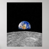 Aarde van de planeet over Moon Poster (Voorkant)