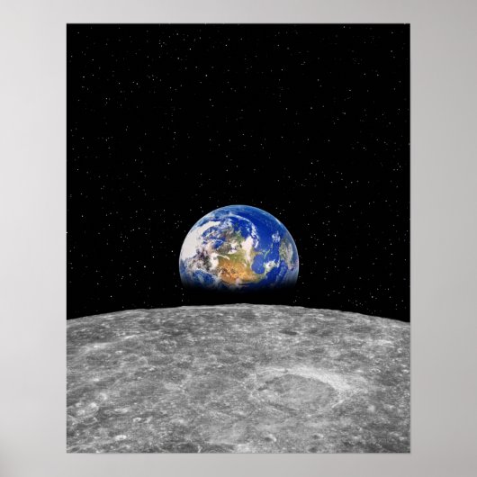 Aarde van de planeet over Moon Poster (Voorkant)