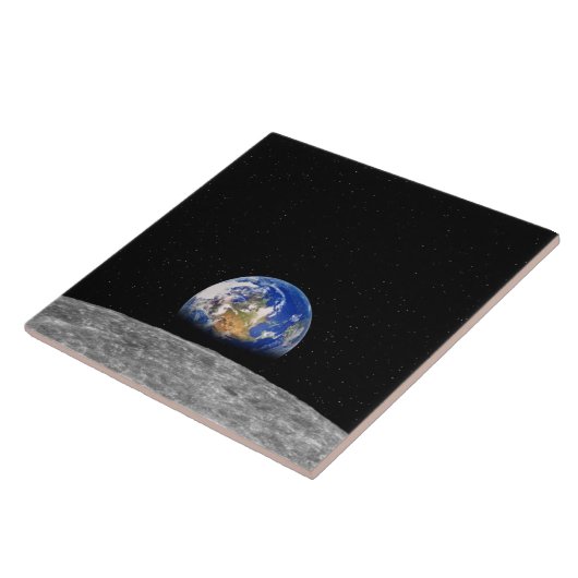 Aarde van de planeet over Moon Tegeltje (Zijkant)