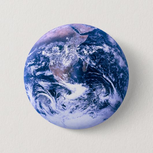 Aarde van de ruimteblauwe marmer ronde button 5,7 cm (Voorkant)