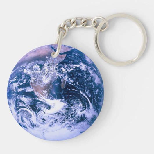 Aarde van de ruimteblauwe marmer sleutelhanger (Achterkant)