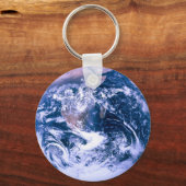 Aarde van de ruimteblauwe marmer sleutelhanger (Voorkant)