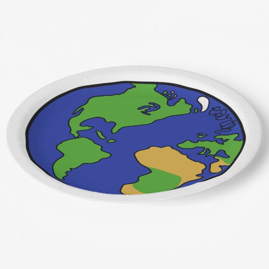 Aarde van het zonnestelsel papieren bordje (Gekanteld)