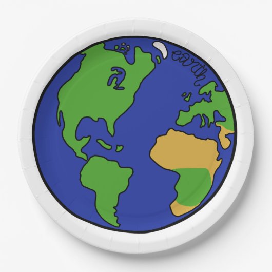 Aarde van het zonnestelsel papieren bordje (Voorkant)