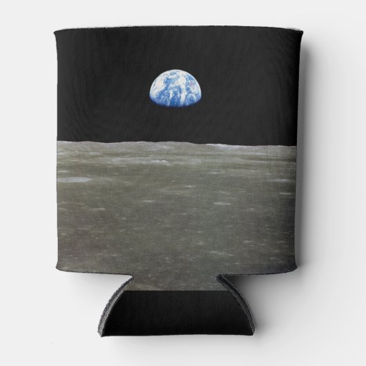 Aarde van maan in zwarte ruimte: aardopgang blikjeskoeler (Voorkant)