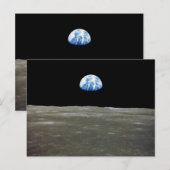 Aarde van maan in zwarte ruimte: aardopgang briefkaart (Voorkant / Achterkant)