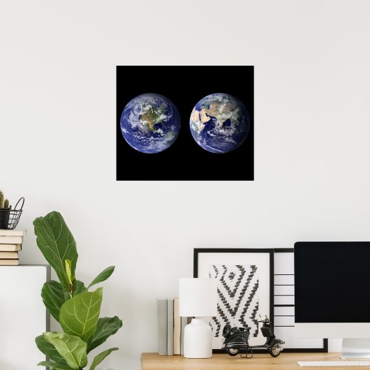 Aarde vanaf het Poster van de buitenruimte (Thuiskantoor)