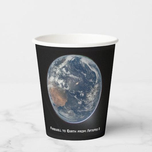 Aarde vanuit Artemis II Papieren Bekers (Voorkant)