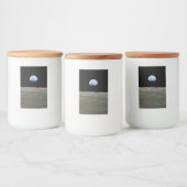 Aarde vanuit Maan in de zwarte ruimte: Earthrise Voedselcontainer Etiket (Flessen)