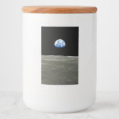 Aarde vanuit Maan in de zwarte ruimte: Earthrise Voedselcontainer Etiket (Voorkant)