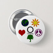 Aarde, ventilator, vrede, boom, liefde, Obama-Butt Ronde Button 5,7 Cm (Voorkant /achterkant)