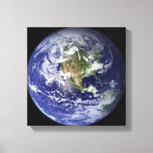 Aarde waarop het westerne halfrond is afgebeeld canvas afdruk