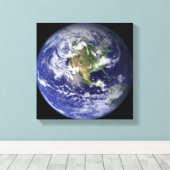 Aarde waarop het westerne halfrond is afgebeeld canvas afdruk (Insitu (Houten vloer))