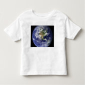 Aarde waarop het westerne halfrond is afgebeeld kinder shirts (Voorkant)