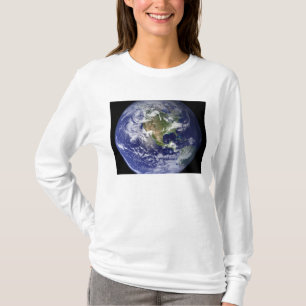 Aarde waarop het westerne halfrond is afgebeeld t-shirt