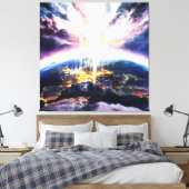 *~* Aarde Wereld Licht Celestial Kosmische AP70 Canvas Afdruk (Insitu (Slaapkamer))