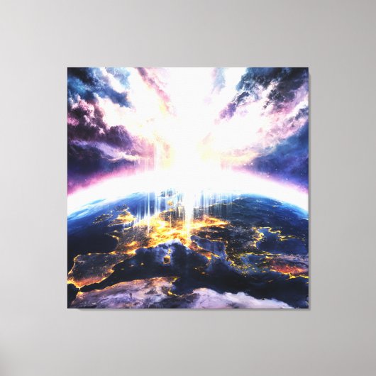 *~* Aarde Wereld Licht Celestial Kosmische AP70 Canvas Afdruk (Voorkant)