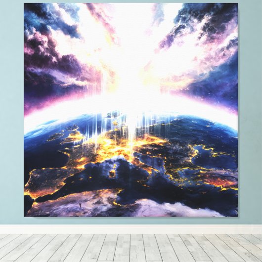 *~* Aarde Wereld Licht Celestial Kosmische AP70 Canvas Afdruk (Insitu (Houten vloer))