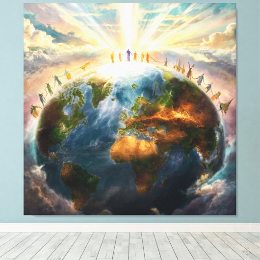 *~* Aarde Wereld Lichte Eenheid AP70 Goed Canvas Afdruk (Insitu (Houten vloer))