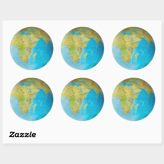 Aarde Wereldbol 2 Ronde Sticker (Vel)