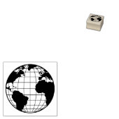 Aarde wereldbol kaart met continenten en breedtegr rubberstempel (Gestempeld)