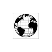 Aarde wereldbol kaart met continenten en breedtegr rubberstempel (Afrduk)