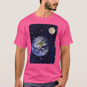 Aarde Wereldbol Maan Ruimte Sterren Astronomie T-shirt