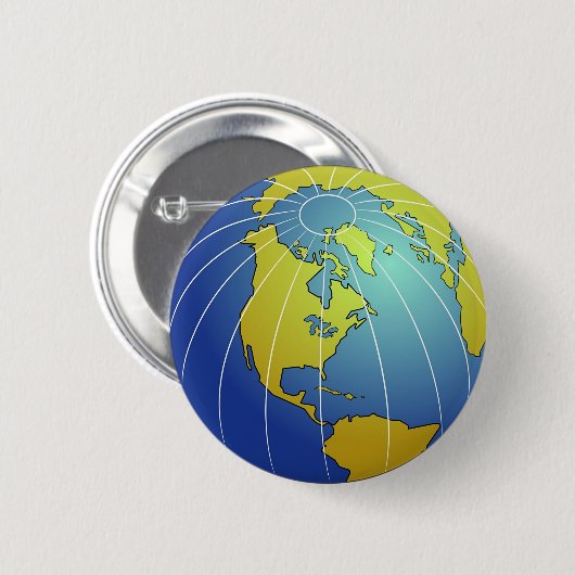 Aarde-Wereldbol Ronde Button 5,7 Cm (Voorkant /achterkant)