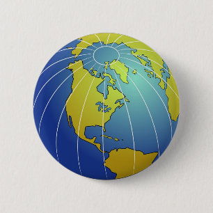 Aarde-Wereldbol Ronde Button 5,7 Cm