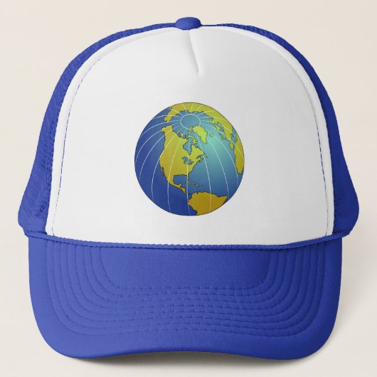 Aarde-Wereldbol Trucker Pet (Voorkant)