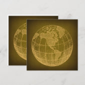 Aarde Wereldbol Wereldkaart Antiek Art Rustic Gree Feestdagenkaart (Voorkant / Achterkant)